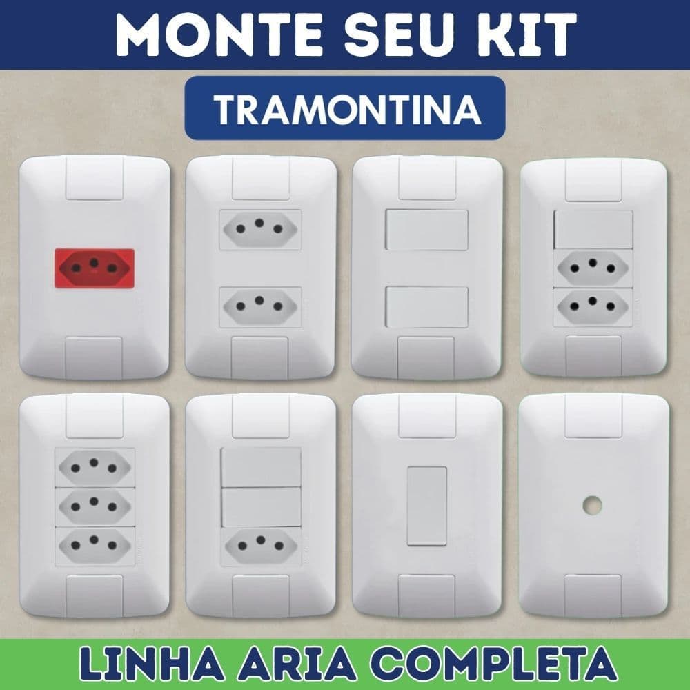 Tomadas e Interruptores Tramontina Linha Aria Tomada Dupla Interruptor com Tomada Linha Completa