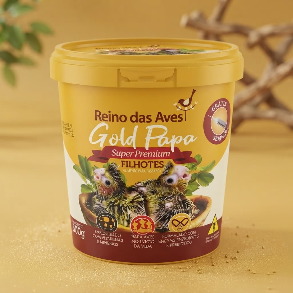 Gold Papa Filhotes Pote 400g Alimento para Filhotes Reino das Aves