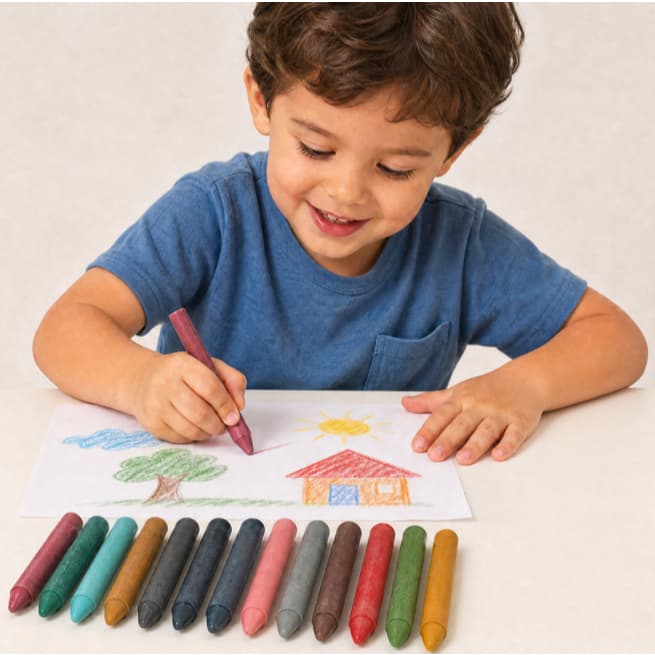 Giz de Cera 12 Cores Escolar Infantil Desenho Pintura Colorido