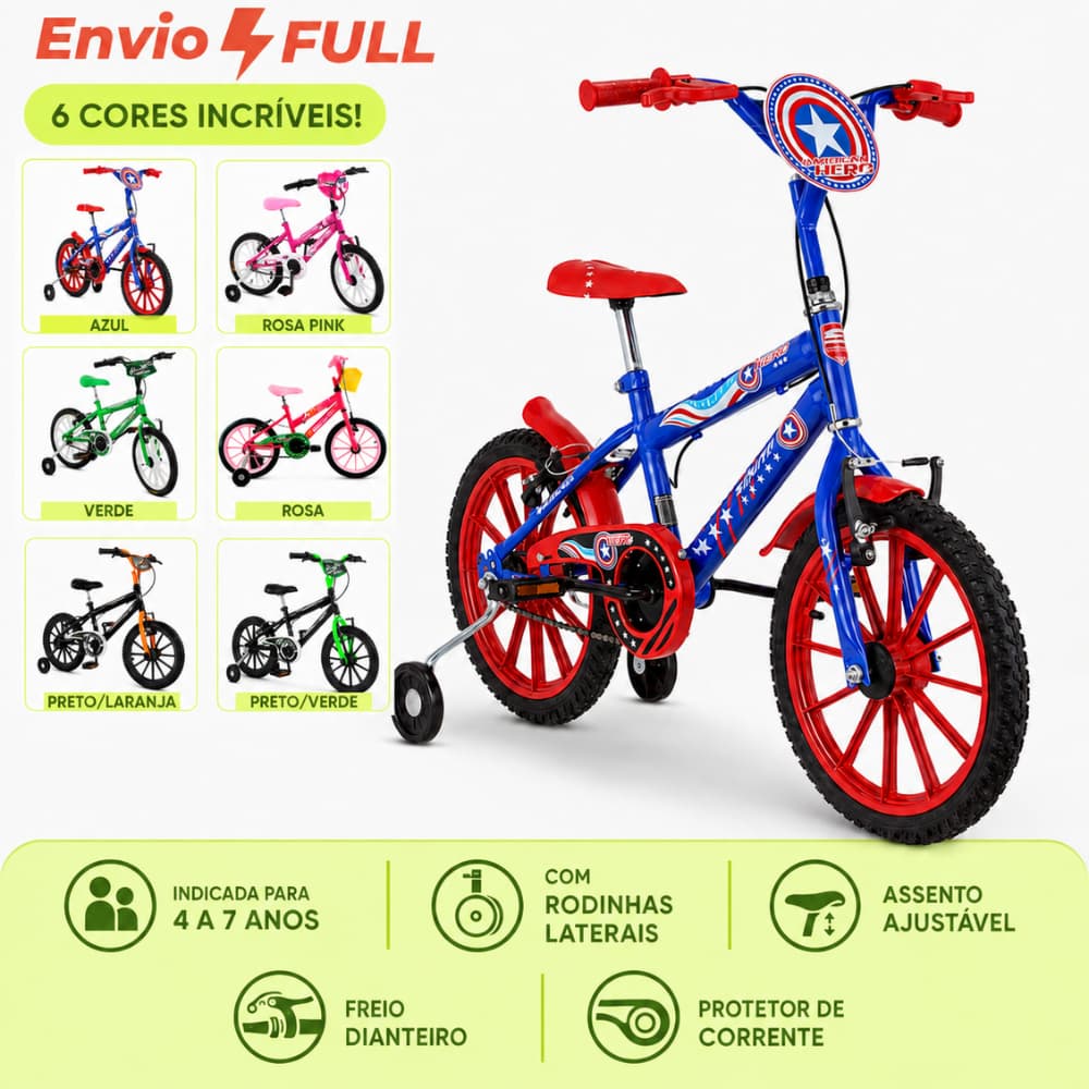 Bicicleta Aro 16 Infantil South Meninos E Meninas Infantil Aro 16 Modelo Feminino e Masculino