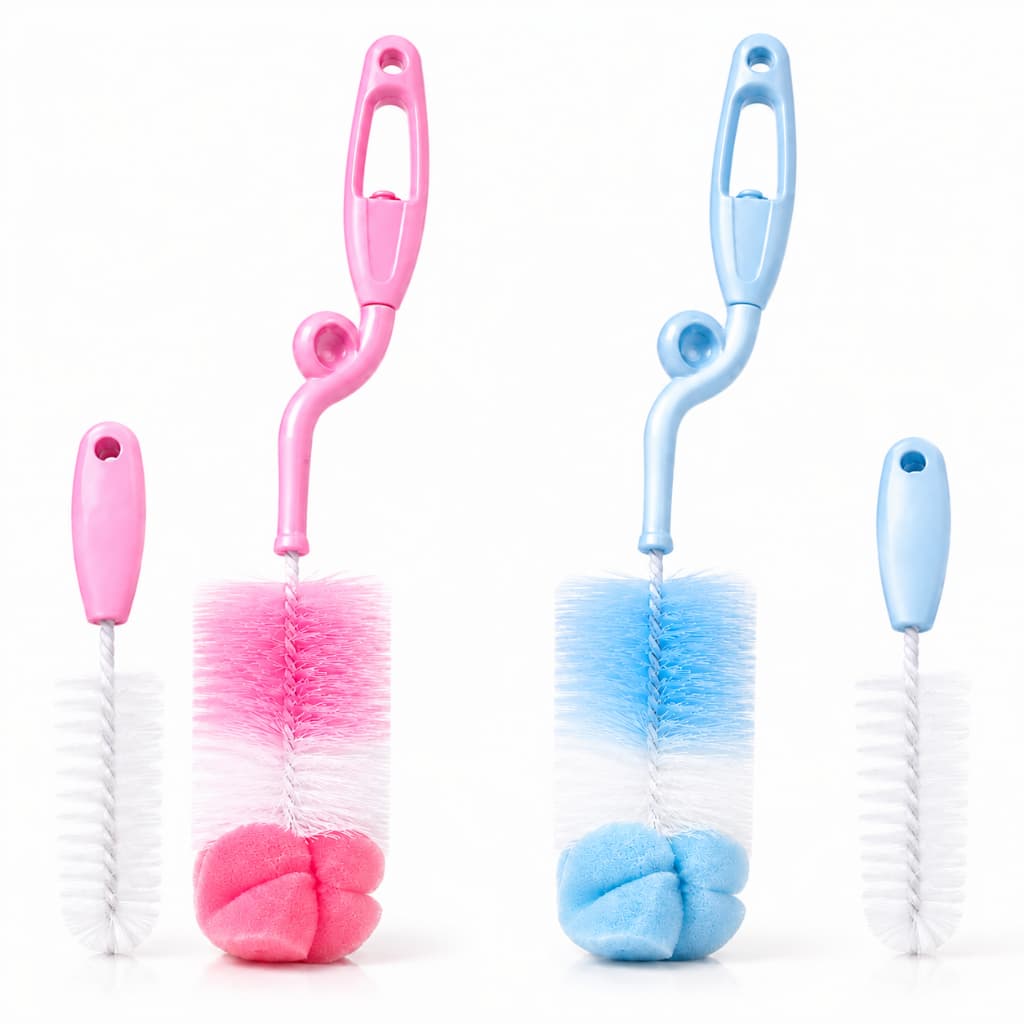 Escova Limpa Mamadeira + Mini Escova para bicos Kit com 2 peças