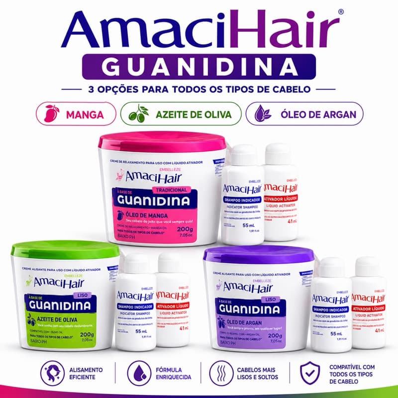 AmaciHair Sistema de Relaxamento e Alisamento - Embelleze 200g alisante