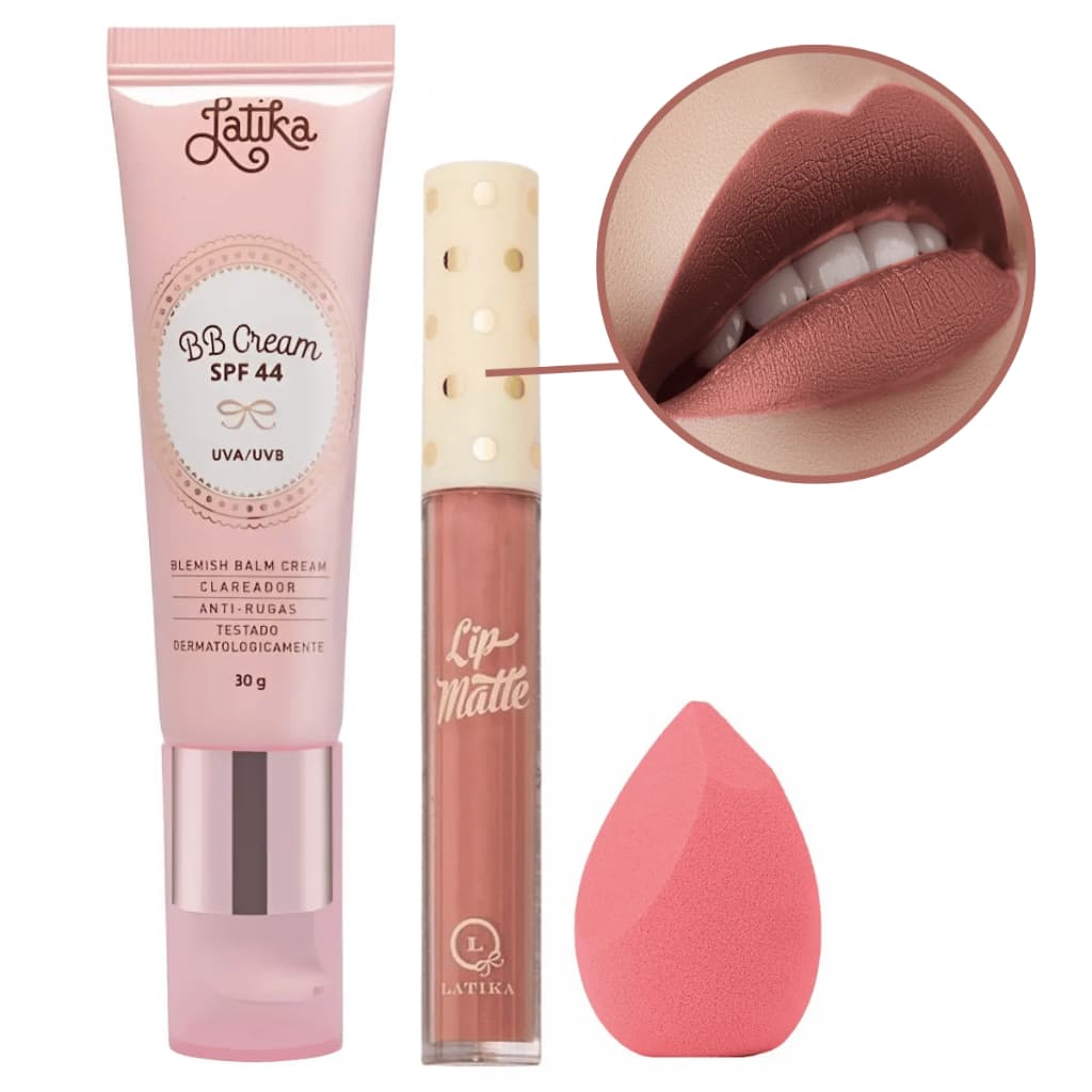 Kit BB Cream + Lip Matte 31 Latika Base + Batom - Claro - Bege Claro - Bege Médio