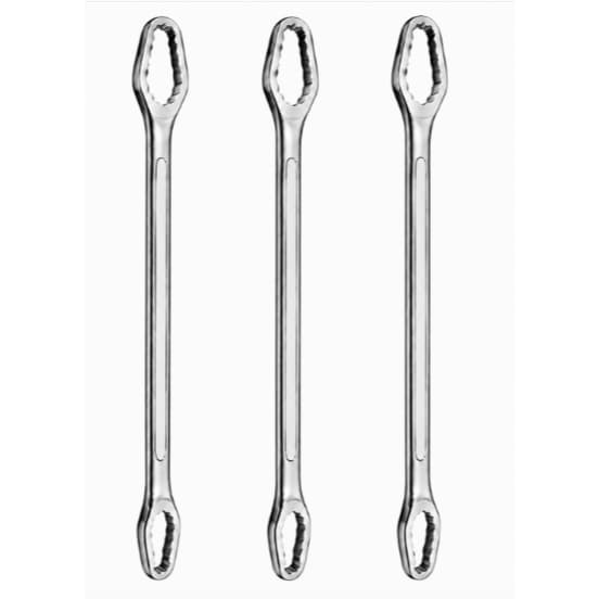 Kit 3 Chaves Boca Fixa Universal 8 a 24mm em Aço Resistente Multifuncional Cabeça Dupla para Parafusos e Porcas Ferramen