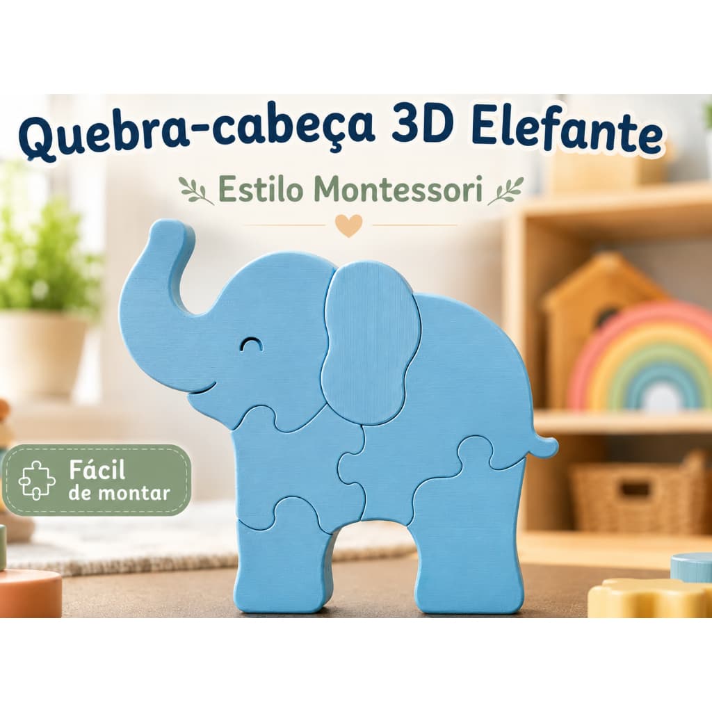 Elefante Quebra-cabeça 3D | Jogo Educativo