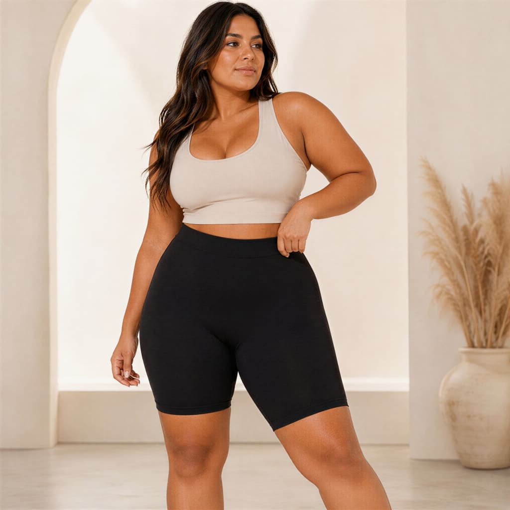 Kit 2 Short Segunda Pele Feminino Modelador Cós Alto Confortável Preto e Bege para Uso no Dia a Dia - Mulher Poderosa.
