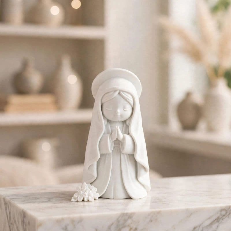 Nossa Senhora Decorativa 10cm Branca | Imagem Religiosa Moderna | Decoração Sala Quarto Presente Católico