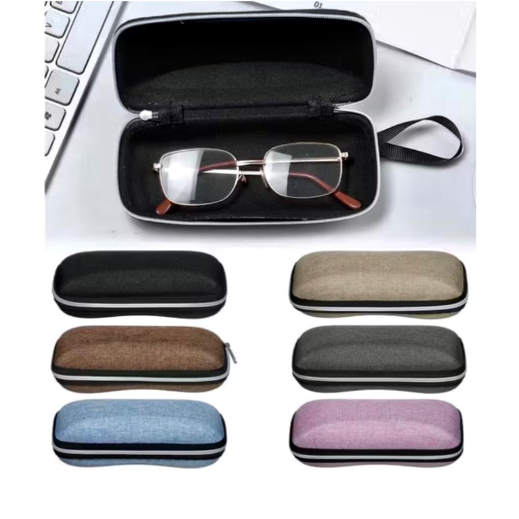 Kit com 10 uns.Estojo Caixa Cases Para Óculos De Grau Oculos de Sol Com Ziper Diversas Cores (Novo)