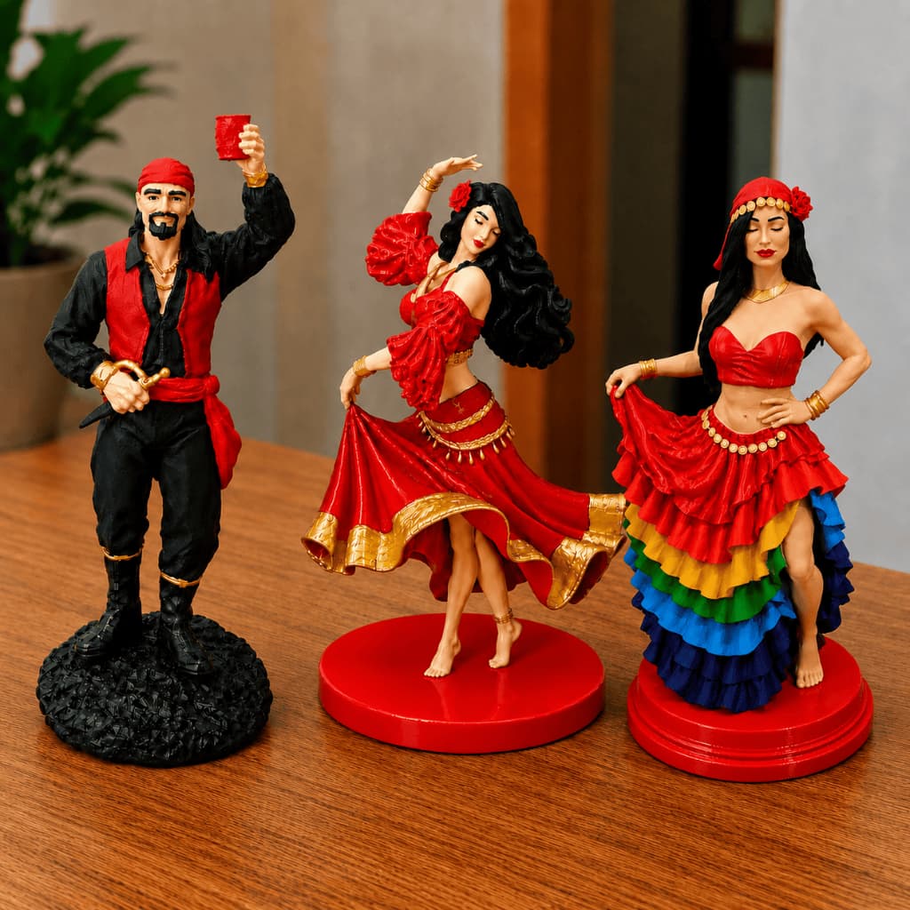 Imagem  de Cigano e Cigana  da Estrada Cigana Sara Cigana Esmeralda Cigana Sete Saias 3D Petg