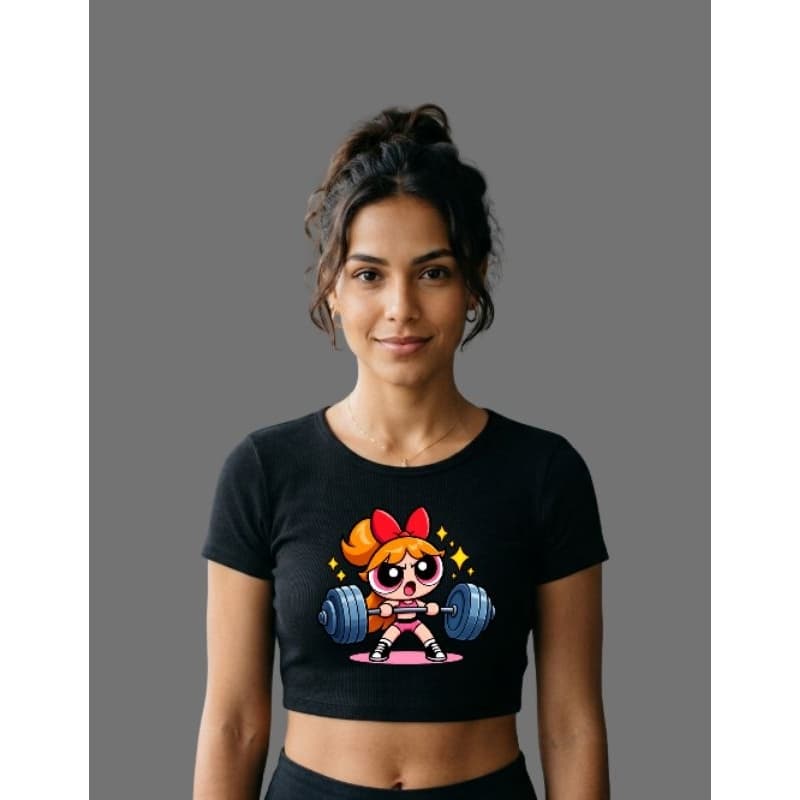 Cropped Feminino Estampa Garotas Poderosas Moda Y2K Casual Streetwear Top Feminino Blusa Cropped Estampada Tendência