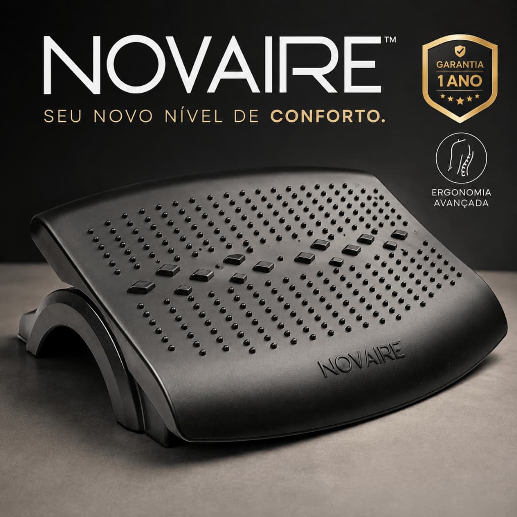 Apoio para Pés Ergonômico Ajustável NOVAIRE para Escritório Home Office Descanso Confortável Anti-Fadiga