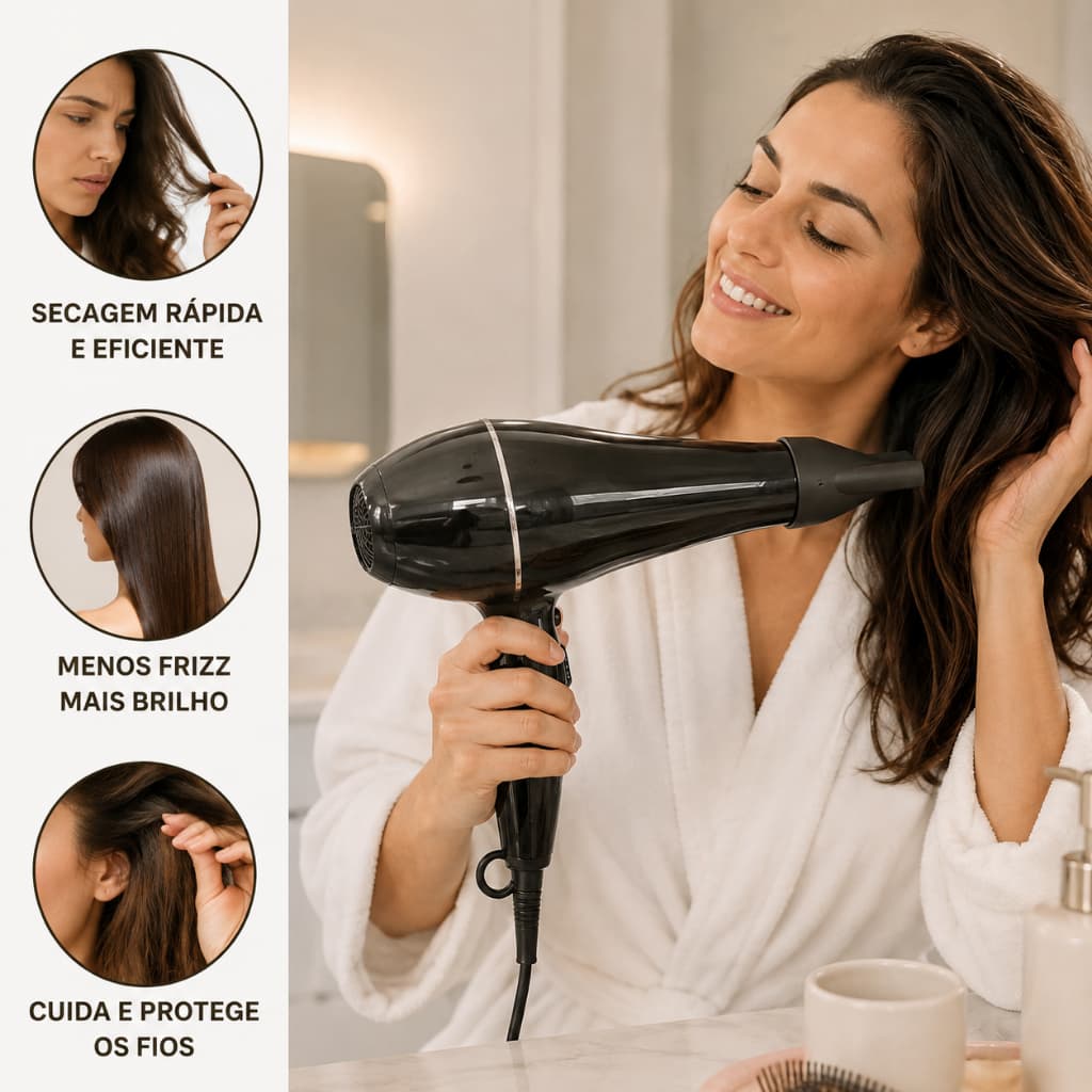 Secador Cabelo Liso Molhado Escova Modeladora Alisador Salão Ondular Ponta Tira Cachos Tira Frizz