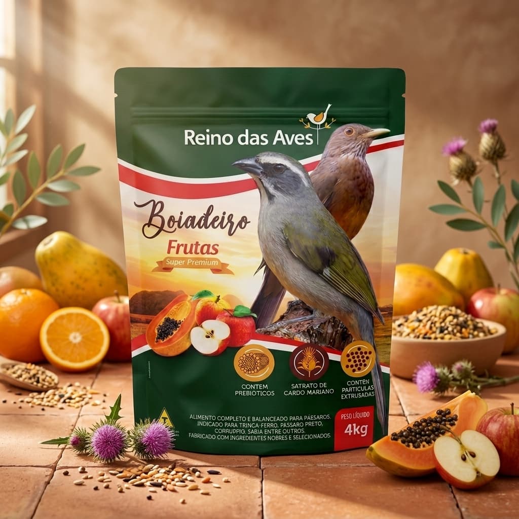 Ração Boiadeiro Frutas 4Kg para Pássaros e Aves Reino das Aves