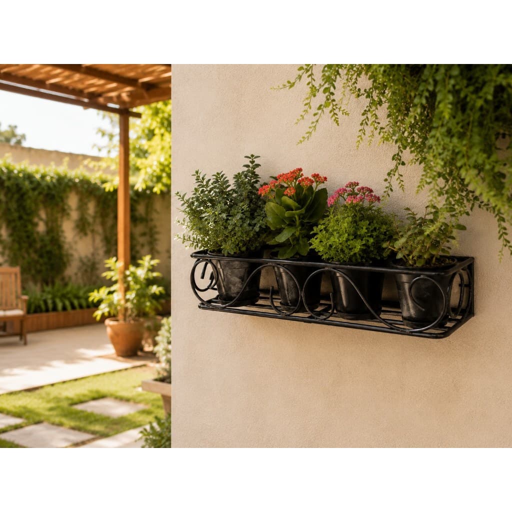 Floreira de Parede em Ferro Suspensa para Vasos Plantas Jardim Varanda Decoração 60cm