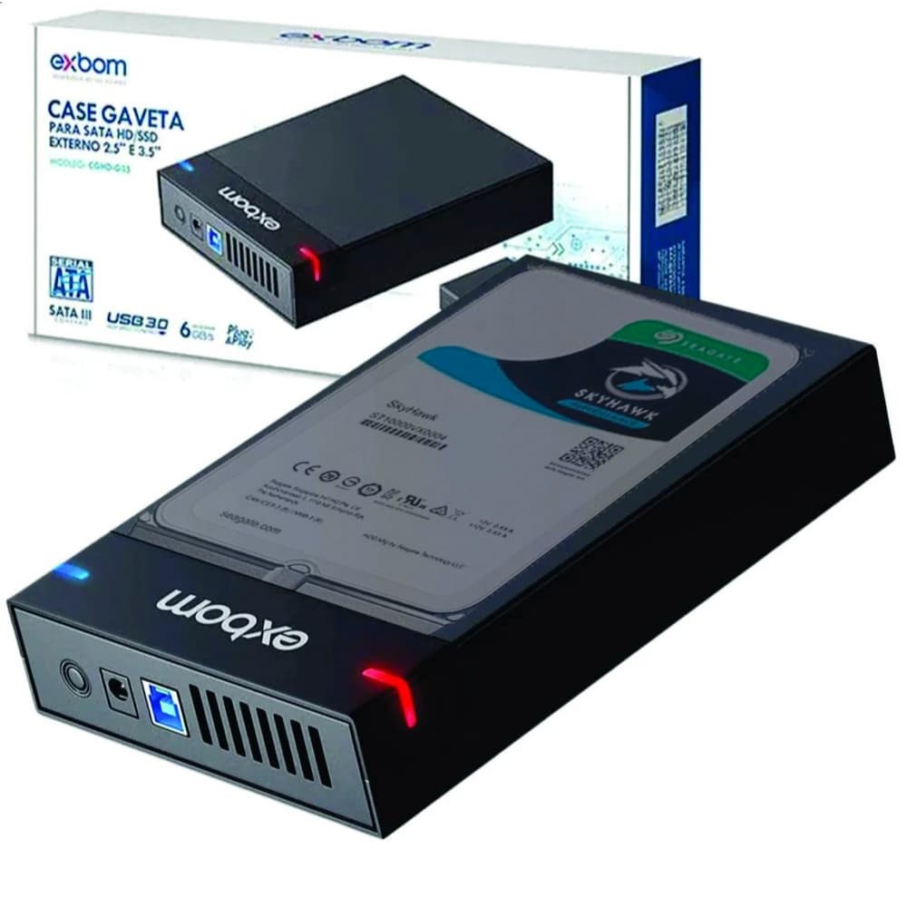 HD Externo Seagate 4TB + Case USB 3.0 RPM 7200 Monitoramento