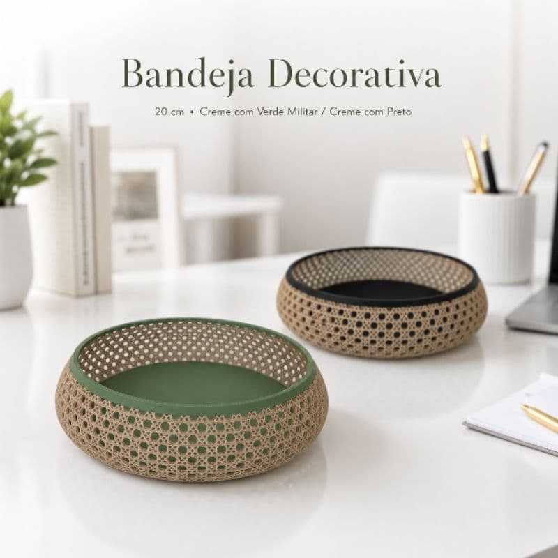 Bandeja Organizadora Rattan Luxo – Cesto Porta Objetos com Estilo e Sofisticação + BRINDE