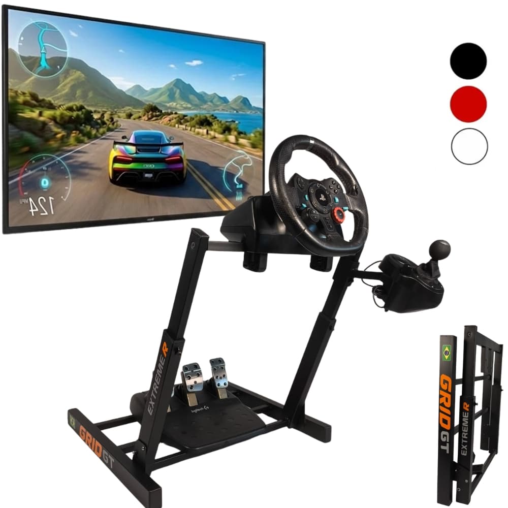 Suporte Volante Gamer Logitech Cockpit Grid GP Trust Max Console Inclinável Acabamento Reforçado Aço