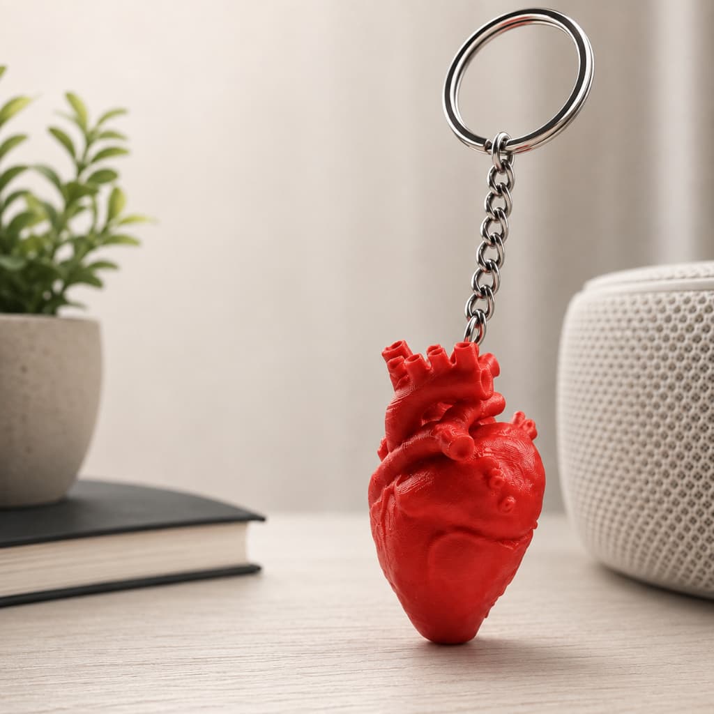 Chaveiro Coração Humano Realista Anatômico Medicina Presente 3D