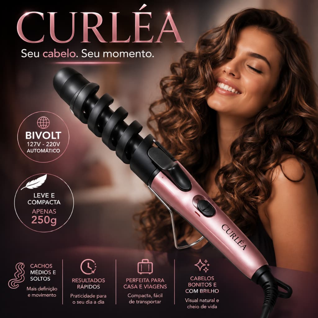 Modelador Cachos Cabelo CURLÉA Profissional 30W Bivolt
