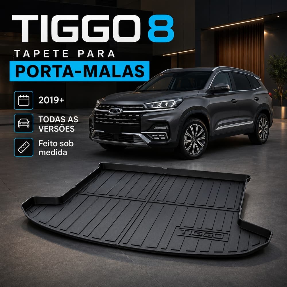 Tapete Para Porta Malas Premium Bandeja Borda Alta De Borracha Tpe 3D Para Chery Tiggo 8 2019 - 2026