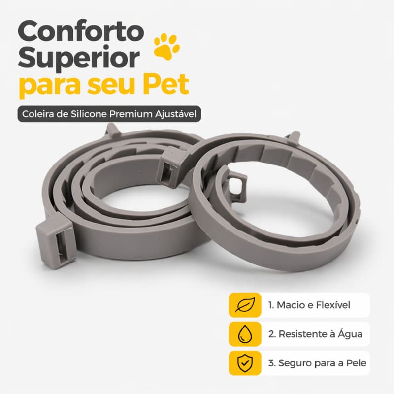 Coleira Ajustável em Borracha para Gatos e Cães - Resistente e Leve, Perfeita para Passeios com Pets