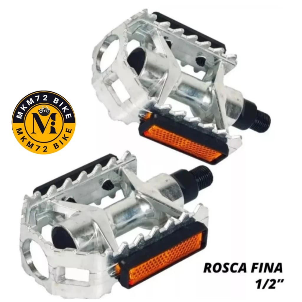 Pedal Bicicleta  Mtb rosca fina Sueca alumínio polido esferado com refletor