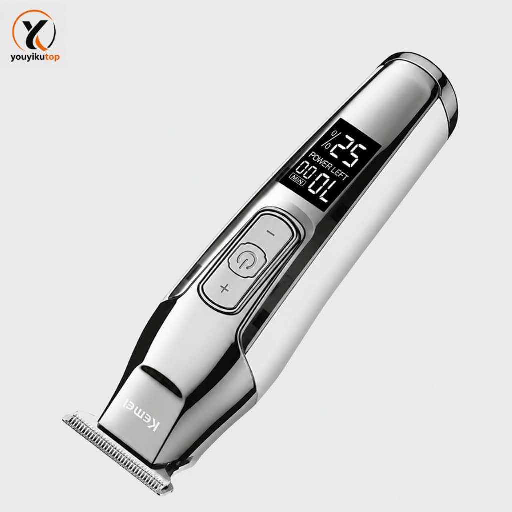 Maquina Cortar Cabelo Kemei Km-5027 Elétrico Luxury Cor Prateado