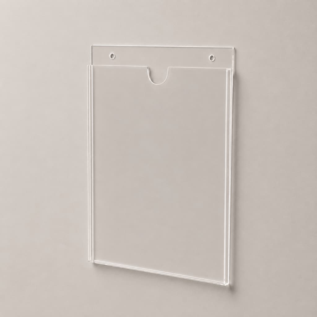 Porta Folha A4 de Parede - Vertical com Fundo de Acrílico Parafuso