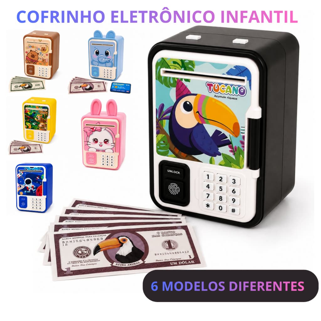 Cofre Eletronico Infantil Com Bloqueio Digital Senha Protecao Dinheiro