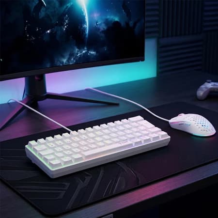 Kit Combo Teclado Mecanico Gamer + Mouse Gamer com Fio RGB Branco Reaver Clanm Alta Perfomance