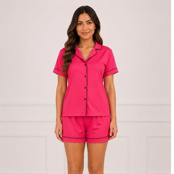 Pijama americano curto adulto feminino gola aberto na frente com botões pós cirúrgico verão Pijama blogueirinha