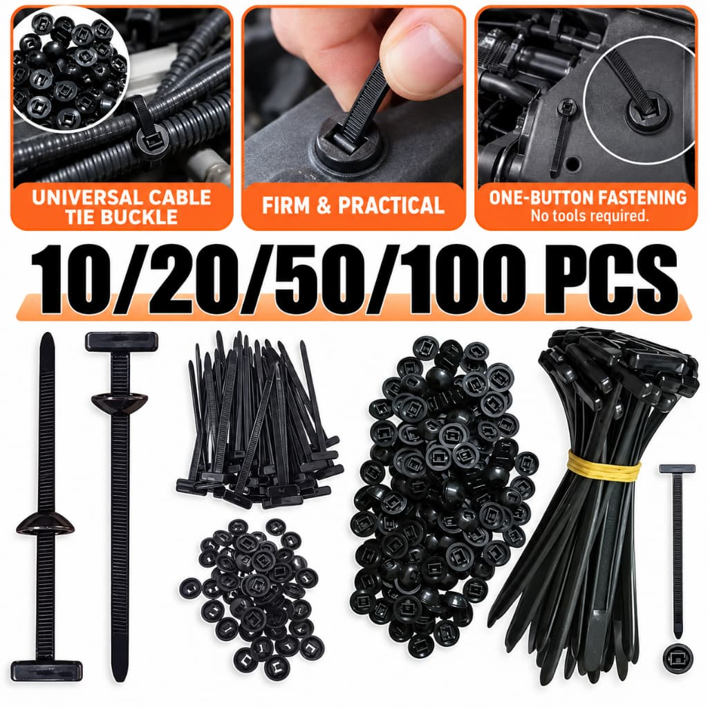100/50/20/10 PCS Abraçadeira de Nylon Plástica Automática Tipo T Universal Fixador Multiuso Fivela Carro Moto Casa