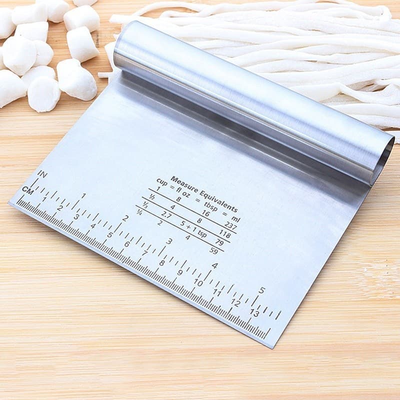 Cortador de Massa em Aço Inox com Régua – Espátula Raspador Multiuso para Cozinha