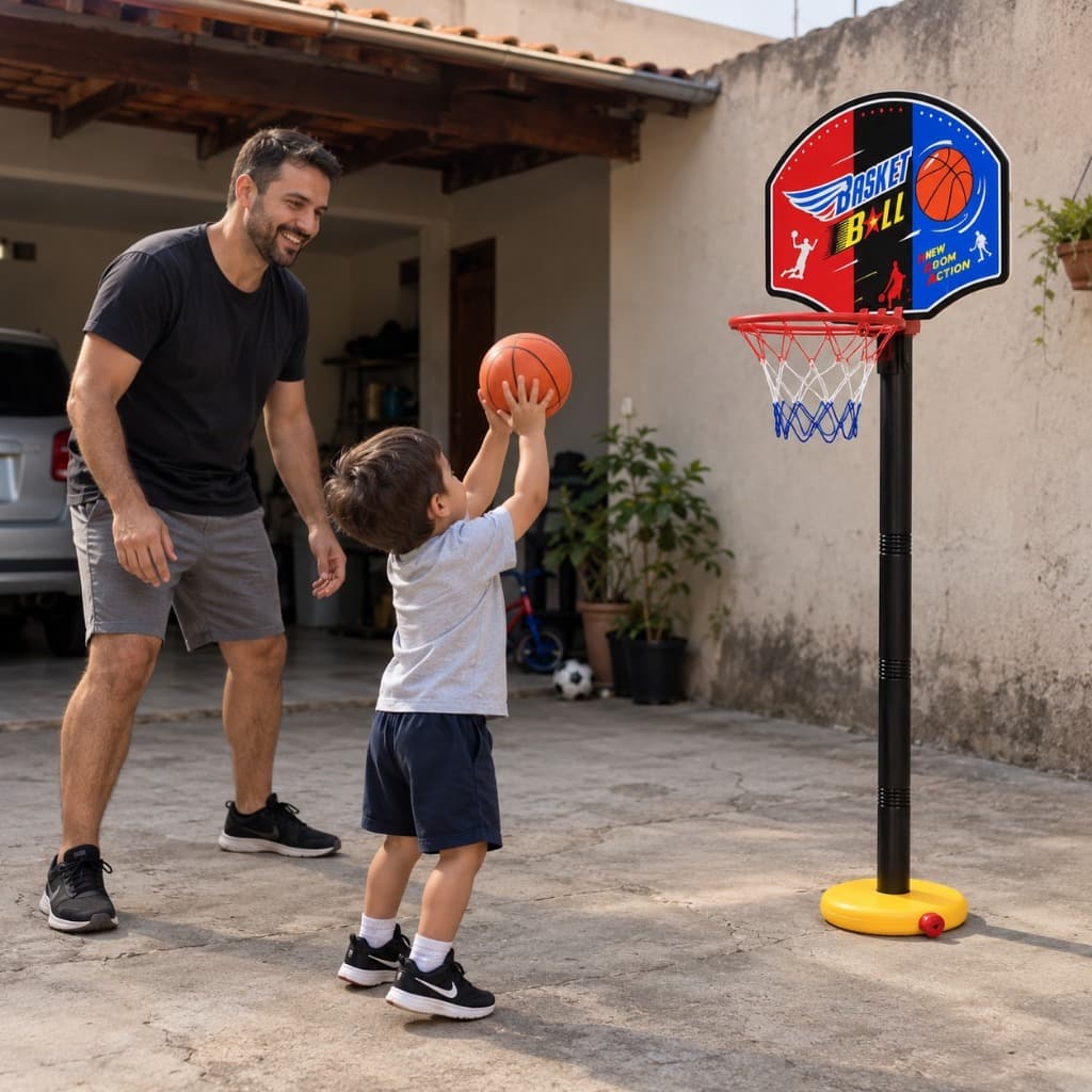 🏀 Kit Basquete Infantil 118cm com Bola Cesta Aro Tabela Brinquedo Esportivo para Crianças