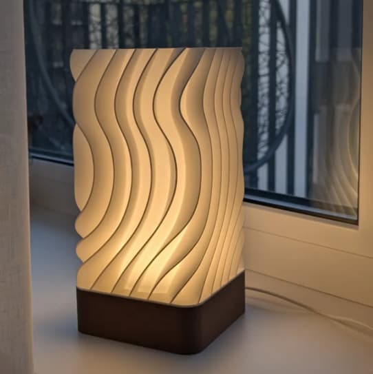Luminária Quadrada Ondulada  3D Decorativa LED Luz Ambiente Abajur de Mesa USB