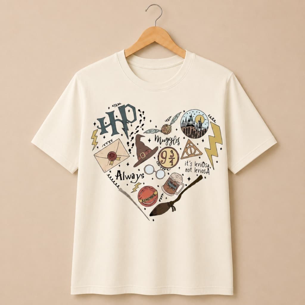 Camiseta Feminina Coleção Harry Filme Personagem Bruxo Magia Estampa Básica Casual Lançamento Mágica