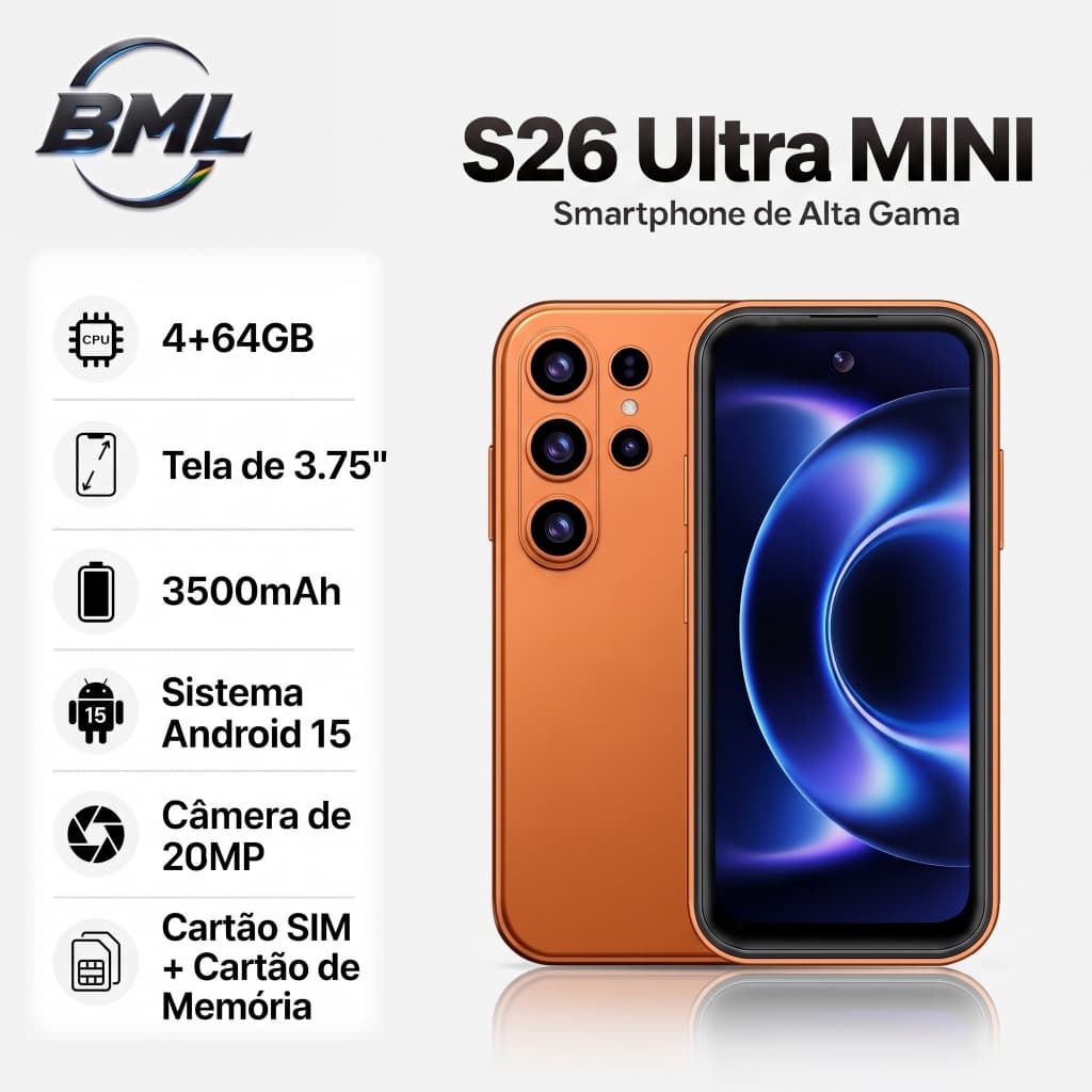 BML Celular S26ULTRAMINI Original Smartphone 64GB/4GB ram 5G LTE Wi-Fi Sim Android 10 3500mAh 3.73" Tela,Câmera 48MP