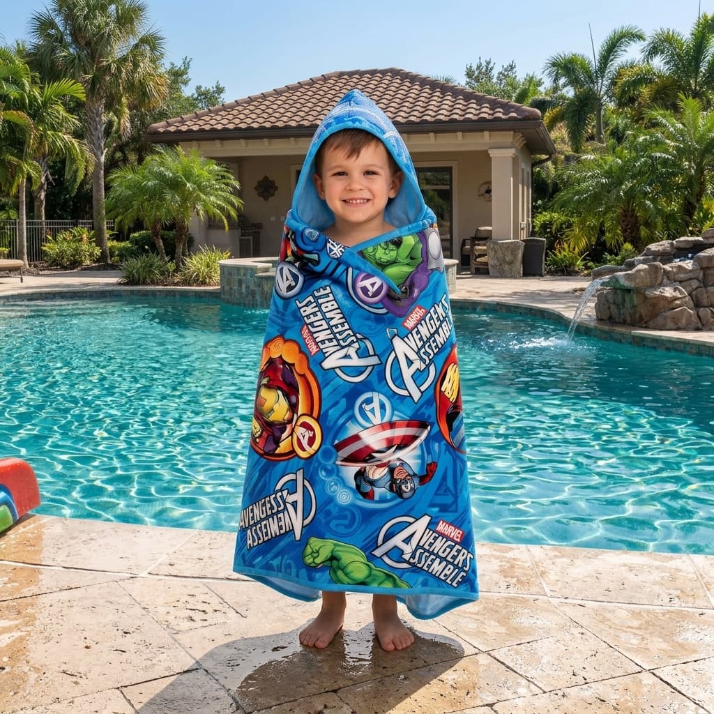 Toalha De Banho Infantil Menino Grande Gigante Com Capuz Estampada
