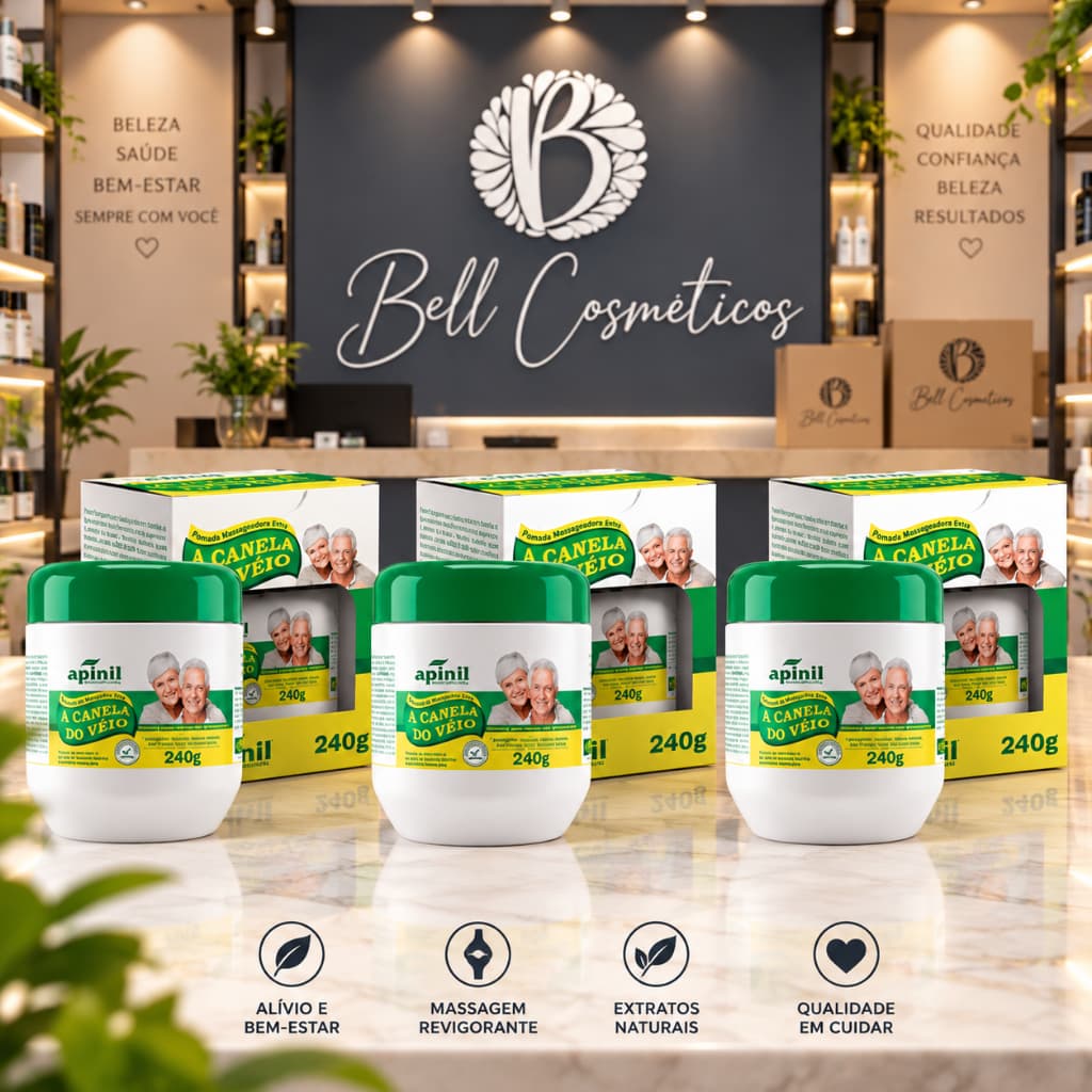 Kit 3 Unid Pomada Massageadora Canela de Véio 240g Apinil