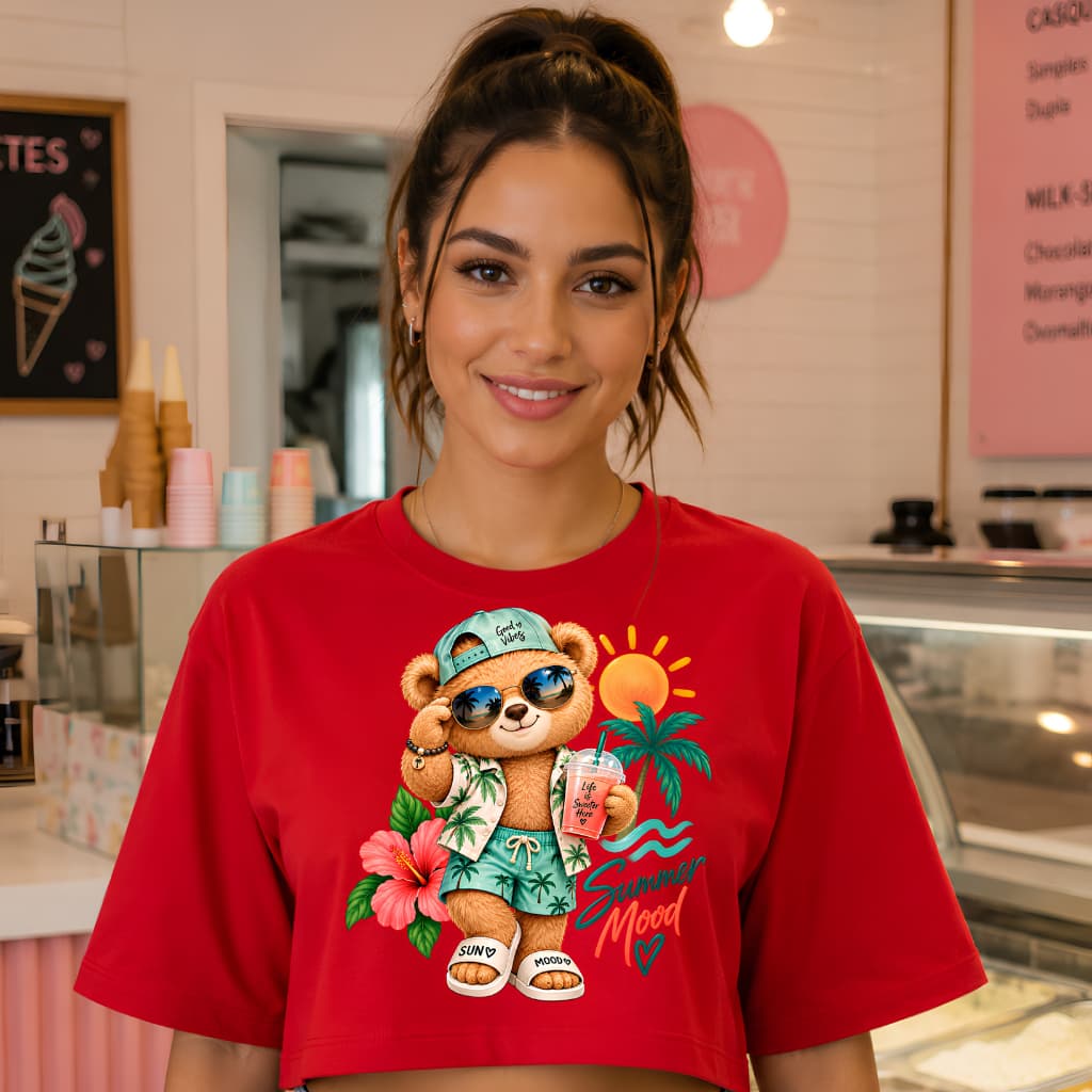 Cropped Feminino Estampa Verão 100% Algodão Blusa Camiseta Casual Leve Confortável Dia a Dia Top
