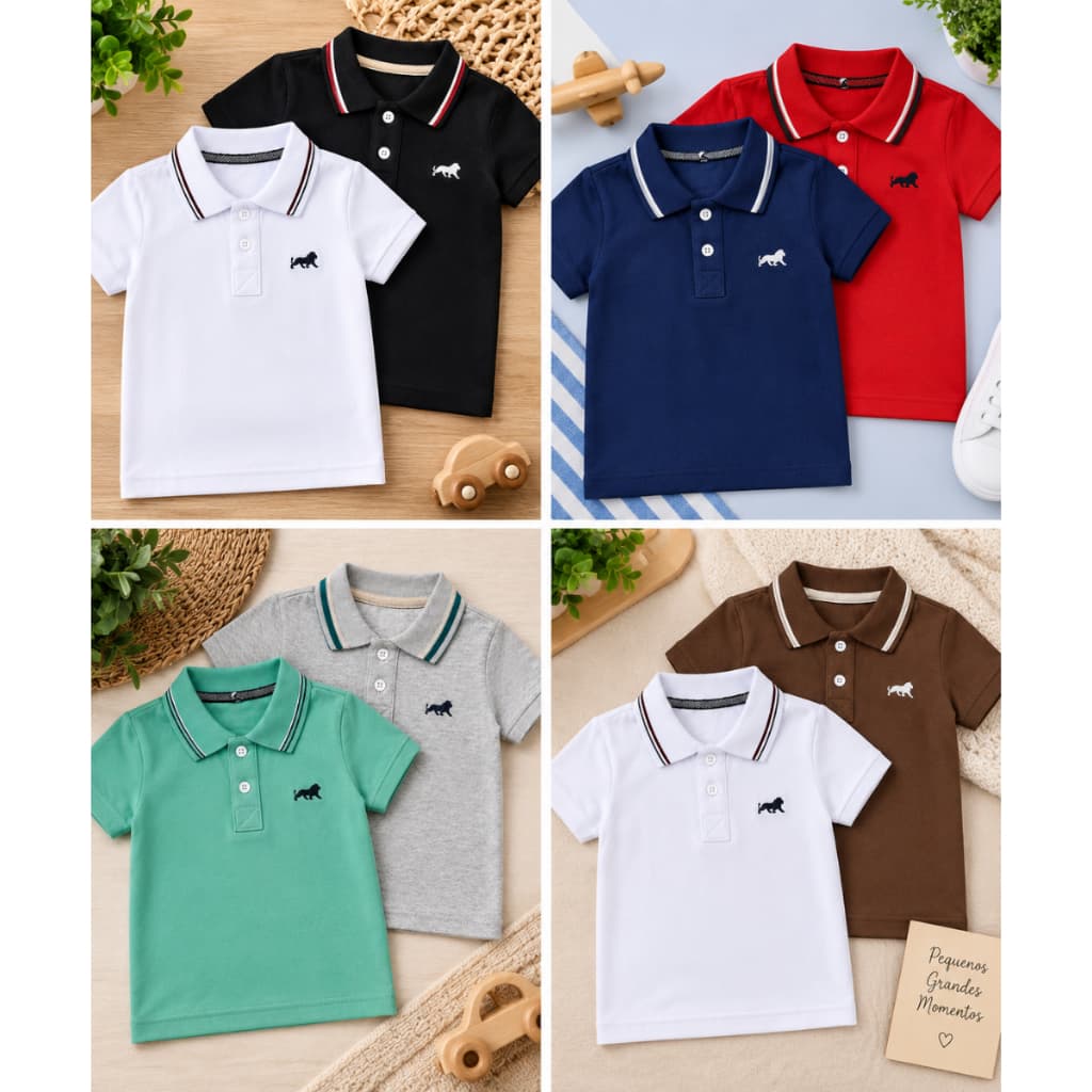 Camisa Polo Infantil Masculina de Algodão - Confortável e Versátil 02 ao 12
