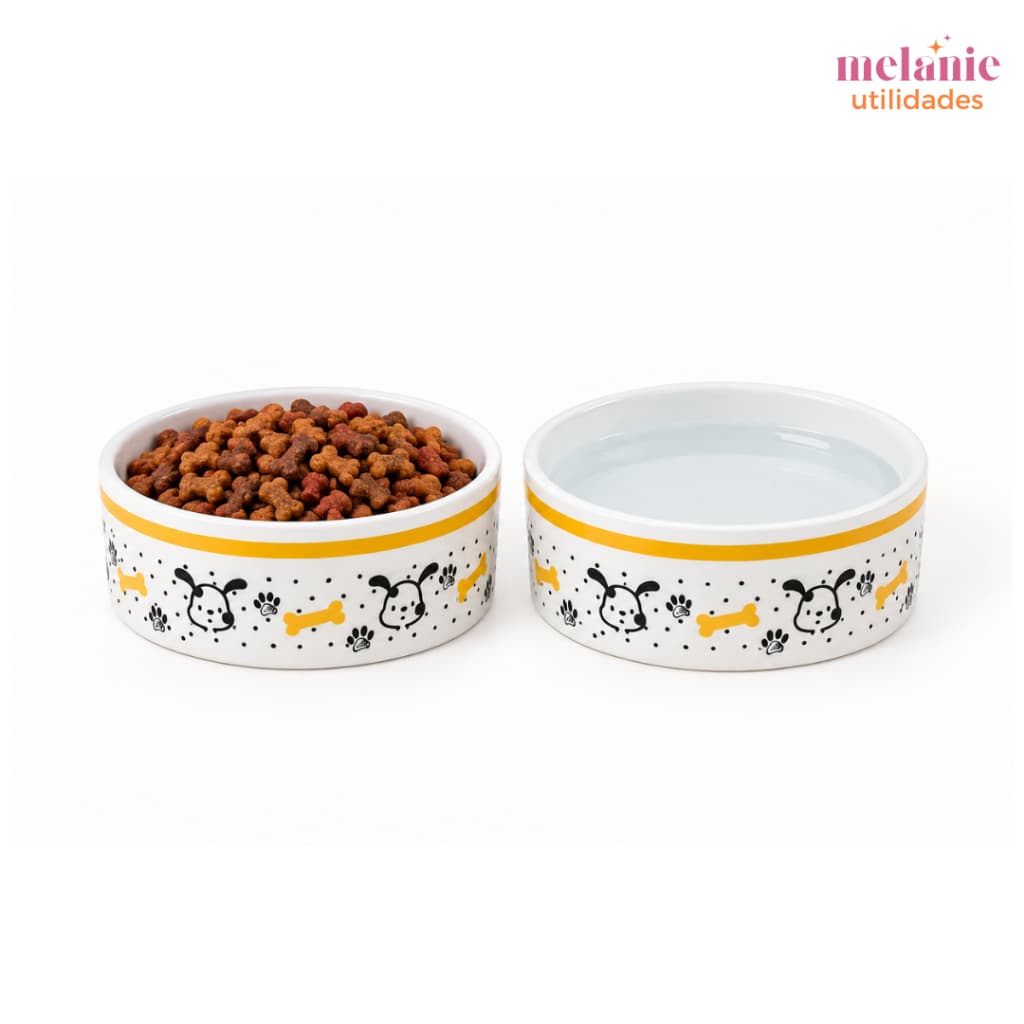 Kit 2 Comedouros para Cachorro 500ml Porcelana Decorada