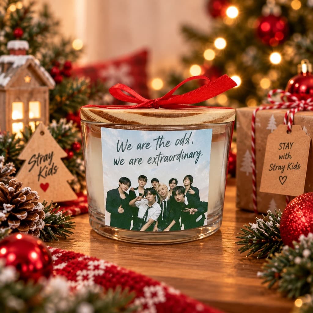 Vela Aromática no Copo Personalizada Natal - STAY - Stray Kids - Velas Perfumadas | Aromáticas e Decorativas