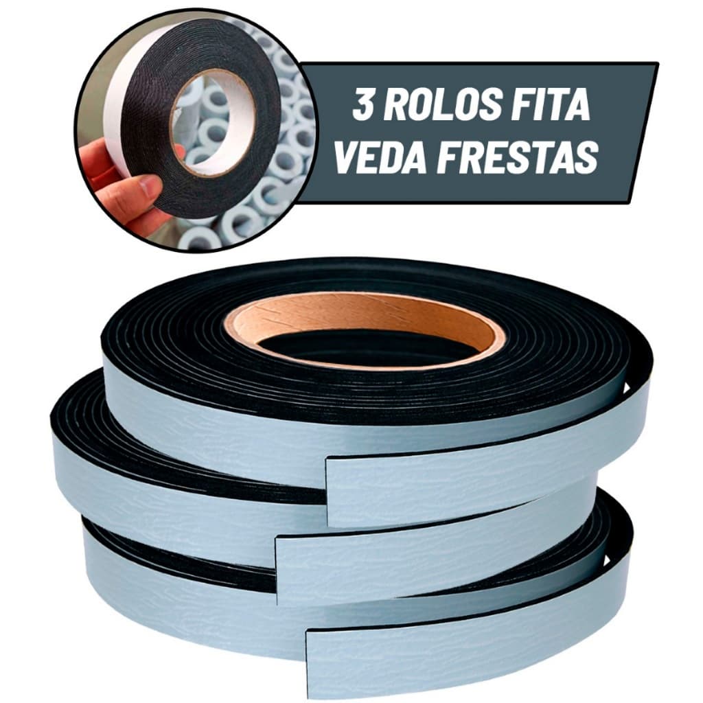 Rolo Fita Veda Frestas EVA Expandida 10 Metros Anti Insetos Tapa Frio Janelas e Portas Com Vedação