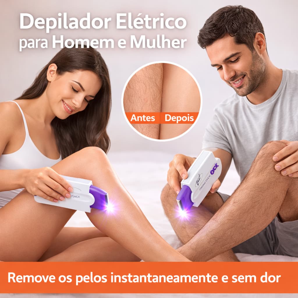 Depilador Rápido Feminino e Masculino Elétrico Removedor de Pelos Indolor para Rosto e Corpo