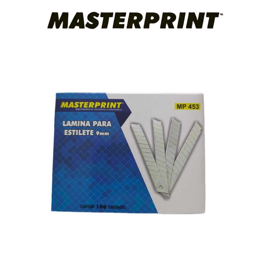 Lamina De Estilete 9mm Masterprint MP453 Caixa Com 100 Unidades