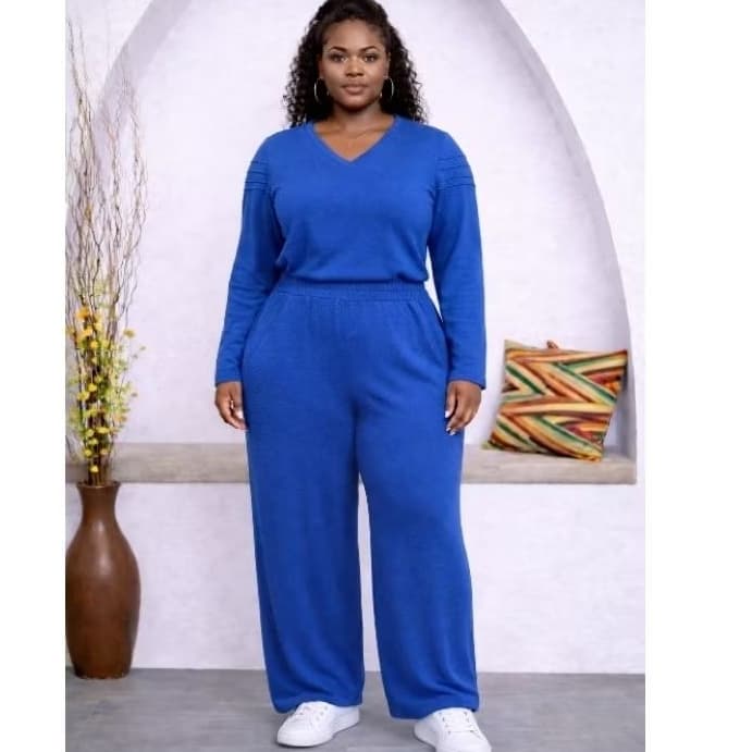 Conjunto Lãzinha lanzinha feminina feminino Plus Size  Duas peças com calça pantalona reta  outono/inverno