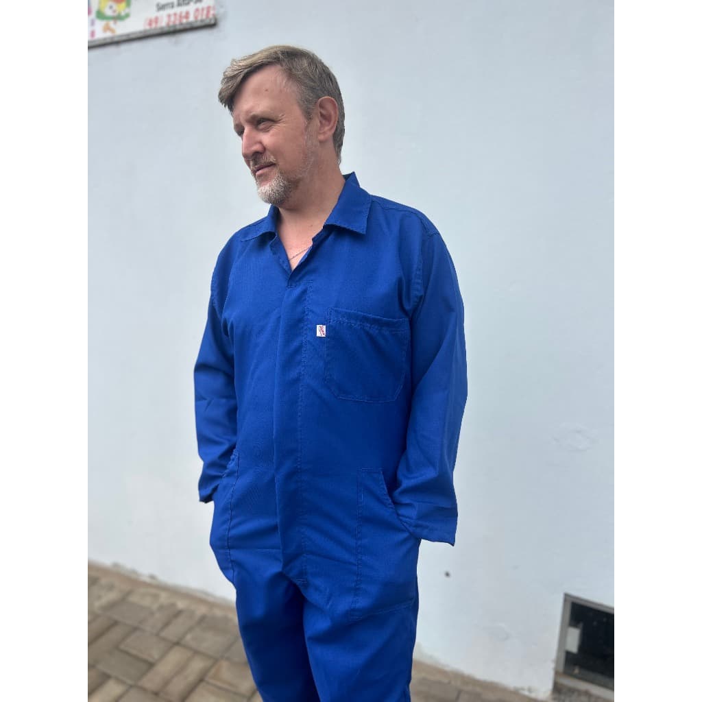 Macacão Profissional Manga Longa Uniforme Em Oxford Várias Cores Unissex Tecido Macio