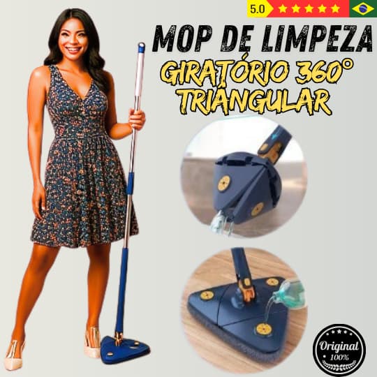 LANÇAMENTO! Mop Giratório Limpeza Profunda 360º Triangular Design Ergonômico Pratico Domestico