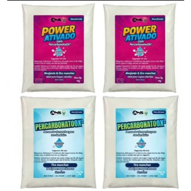 Kit 4kg Tira Manchas Profissional 4kg – Power Ativado + Percarbonato OX2 Sem Cloro